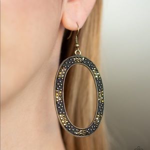 Paparazzi Earrings - Rhinestone Rebel - Brass